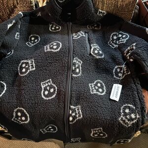 Old Navy Black and White Skull Print Kids Puffer Jacket